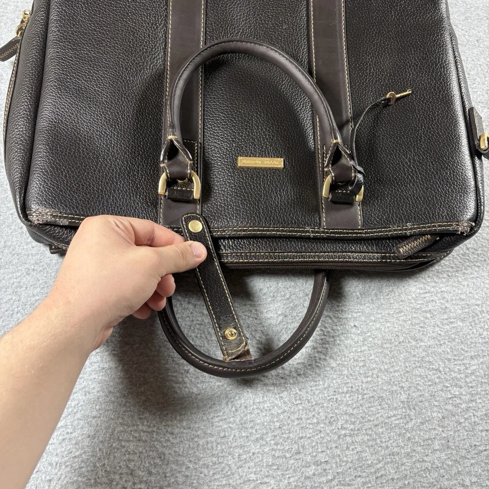 VTG Brooks Brothers Brown Pebbled Leather Briefcase Laptop Bag Work Messenger